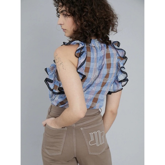 Munthe Varrel Check Ruffle Tassel Top Sz 34/XS - Picture 2 of 7